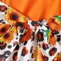 Kid Girl Faux-two Flroal Print Bowknot Design Strap Dress Orange image 2