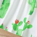 2pcs Baby Girl 100% Cotton Ruffle Trim Shorts and Allover Cactus Print Cami Top Set Color block