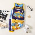 Baby Boy All Over Comics Print Sleeveless Tank Jumpsuit Colorful