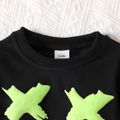 Langarm-Sweatshirt mit Aufdruck für Jungen/Mädchen, das im Dunkeln leuchtet schwarz