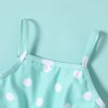 Baby Girl Mesh Splice Polka Dots Spaghetti Strap One-Piece Swimsuit Mint Green image 3