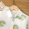 Toddler Girl Floral Print Lapel Collar Sun Protection Long-sleeve Shirt Jacket Green