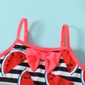3pcs Toddler Girl Stripe Watermelon Print Camisole and Short-sleeve and Briefs Swimsuit Set Pink