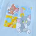 Tom and Jerry 2pcs Toddler Boy Short-sleeve Blue Cotton Tee and Striped Car Print Shorts Set Light Blue