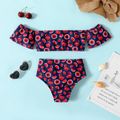 2pcs Toddler Girl Fruit Print Off Shoulder Tee and Briefs Swimsuit Set Red