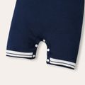2pcs Baby Boy 95% Cotton Short-sleeve Embroidered Contrast Collar Snap Rompers Set Blue image 5