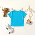 Baby Boy Cartoon Koala and Letter Print Blue Short-sleeve T-shirt Blue