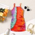 Toddler Girl Tie Dyed Color Block Sleeveless Colorful Sling Dress Multi-color