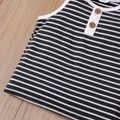 2pcs Toddler Boy Striped Sleeveless Tank Top and Solid Shorts Grey or Brown Set Grey image 5