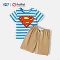 Justice League 2pcs Kid Boy Stripe Short-sleeve Tee and Elasticized Shorts Set Blue image 1