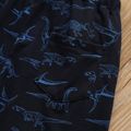 Kid Boy Animal Dinosaur Print Patch Embroidered Elasticized Shorts Royal Blue image 5