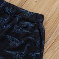 Kid Boy Animal Dinosaur Print Patch Embroidered Elasticized Shorts Royal Blue