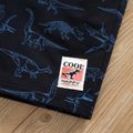 Kid Boy Animal Dinosaur Print Patch Embroidered Elasticized Shorts Royal Blue image 4