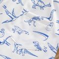 Kid Boy Animal Dinosaur Print Patch Embroidered Elasticized Shorts White