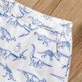 Kid Boy Animal Dinosaur Print Patch Embroidered Elasticized Shorts White