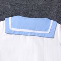 2pcs Toddler Boy Preppy style 100% Cotton Sailor Collar Shirt and Shorts Set Light Blue