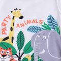 2pcs Toddler Boy Playful Animal Tree Print Tee and Shorts set White