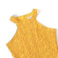 Yellow Hollow Out Lace Sleeveless Bodycon Dress for Mom and Me Yellow