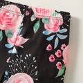 2pcs Kid Girl Bowknot Design Sleeveless Tee and Floral Print Leggings Shorts Set Pink