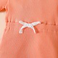 100% Cotton Baby Girl Solid Ribbed Cold Shoulder Short-sleeve Jumpsuit Pink