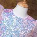 Kid Girl Sequin Puff-sleeve Layered Mesh Princess Party Dress Pink