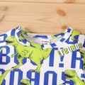 2pcs Baby Boy All Over Dinosaur and Letter Print Short-sleeve Tee and Shorts Set Turquoise
