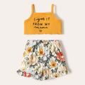 2-Pack Toddler Girl Letter Print Camisole and Floral Print Shorts Set MultiColour