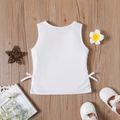 Toddler Girl Solid Color Bowknot Design Sleeveless Tee White