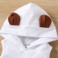 2pcs Baby Boy 95% Cotton Cartoon Bear Print 3D Ears Hooded Tank Top and Ripped Shorts Set Color block