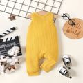 Baby Boy Button Front Solid Waffle Tank Jumpsuit Ginger-2