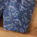 Baby Boy All Over Dinosaur Print Blue Denim Overalls Shorts DENIMBLUE