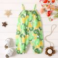 100% Cotton Baby Girl All Over Floral Print Cami Jumpsuit Light Green image 3