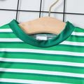 2pcs Baby Boy 100% Cotton Denim Overalls and Striped Short-sleeve Tee Set Green/White