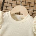 Toddler Girl Solid Color Ribbed Short Puff-sleeve Tee White