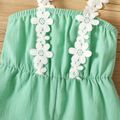 Toddler Girl 100% Cotton Floral Design Crepe Cami Rompers Green