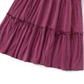 Family Matching Solid Tiered Tie Shoulder Cami Dresses and Short-sleeve Striped Spliced T-shirts Sets Purple image 4
