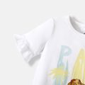 PAW Patrol Toddler Girl Floral Print Ruffled Short-sleeve Cotton Tee/ Ruffled Pink Overalls White