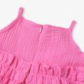 Toddler Girl 100% Cotton Solid Color Ruffled Crepe Cami Dress Hot Pink
