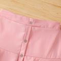 Kid Girl Solid Color Button Design Layered Skirt Pink image 4