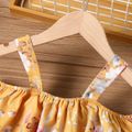 Kid Girl Floral Print Flounce Off Shoulder Slip Dress Yellow image 3