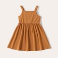 2-Pack Baby Girl Button Design Solid Ribbed Cami Dresses Set ColorBlock