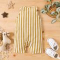 Baby Boy Button Front Striped Tank Romper with Pocket yellowwhite