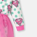 Superman Baby Girl Allover Print Polka Dots Long-sleeve Mesh Jumpsuit Red