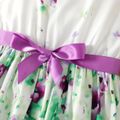 Kid Girl Floral Print Belted Sleeveless Dress Light Purple
