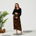 Maternity Floral Panel Long-sleeve Lace Up Dress Black