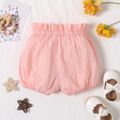 100% Cotton Baby Girl Solid Bow Front Swiss Dot Shorts Pink image 3