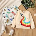 Toddler Boy Rocket Letter Rainbow/Vehicle Print Pullover Sweatshirt Beige image 2