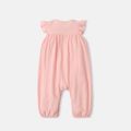 Care Bears 100% Cotton Baby Girl Cartoon Animal Print Flutter-sleeve Snap Jumpsuit Light Pink image 3