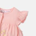 Care Bears 100% Cotton Baby Girl Cartoon Animal Print Flutter-sleeve Snap Jumpsuit Light Pink