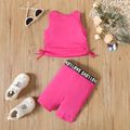 2pcs Toddler Girl Bowknot Design Tank Top and Letter Print Shorts Sporty Set Roseo image 3